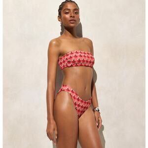 J.Crew Classic Sculpt Sunny Bikini Bottom WMNS S Coral Floral High-Cut Mid Rise